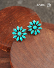92.5 Sterling Silver Studs with Turquoise Stones. Light weight and easy to wear