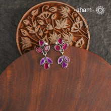 92.5 Sterling Silver Earring with Maroon Stones.Light weight and easy to wear all day long.