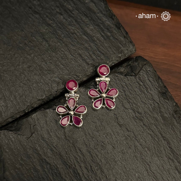 92.5 Sterling Silver Earrings with Maroon Stones.
Light weight and easy to wear all day long.