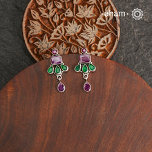92.5 Sterling Silver Earring with Maroon & Green Stones.Light weight and easy to wear all day long. These make great gifts as well.