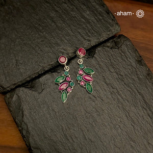 92.5 Sterling Silver Earring with Maroon & Green Stones.
light weight and easy to wear all day long.