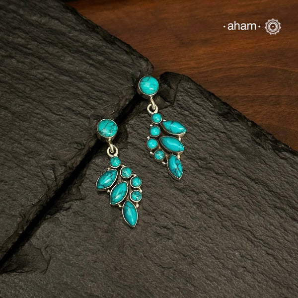 92.5 Sterling Silver Earring with Turquoise Stones.
Light weight and easy to wear all day long. These make great gifts as well.