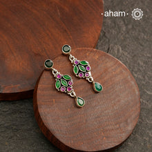 Summer Love Green Maroon Silver Earring
