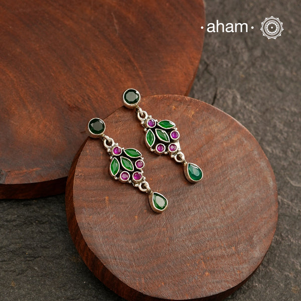 Summer Love Green Maroon Silver Earring