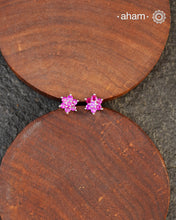 Beautiful silver studs with coloured stone highlights. Crafted in 92.5 silver, these are a great addition to your wardrobe.