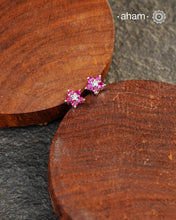 Beautiful silver studs with coloured stone highlights. Crafted in 92.5 silver, these are a great addition to your wardrobe.