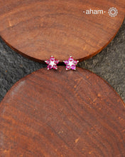 Beautiful silver studs with coloured stone highlights. Crafted in 92.5 silver, these are a great addition to your wardrobe.