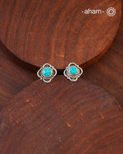 92.5 Sterling Silver Studs with Turquoise Stones.light weight and easy to wear