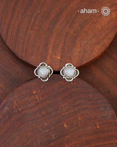 92.5 Sterling Silver Studs with Moon Stones.light weight and easy to wear
