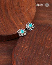 92.5 Sterling Silver Studs with Turquoise Stones.light weight and easy to wear