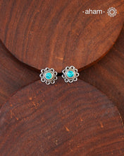 92.5 Sterling Silver Studs with Turquoise Stones.light weight and easy to wear