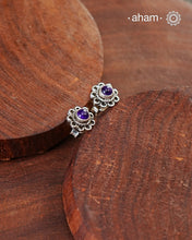 92.5 Sterling Silver Studs with Purple Stones.light weight and easy to wear.