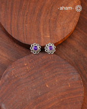 92.5 Sterling Silver Studs with Purple Stones.light weight and easy to wear.