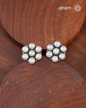 Everyday wear handcrafted 92.5 silver earrings with pearls.