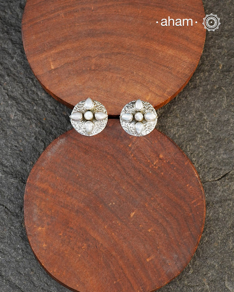 Everyday wear handcrafted 92.5 silver earrings with pearls.