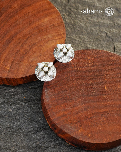 Everyday wear handcrafted 92.5 silver earrings with pearls.