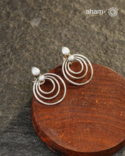 Everyday wear Summer Love silver earrings with pearl highlight.
