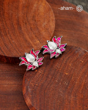Pink Lotus Kundan Studs crafted in 92.5 silver.