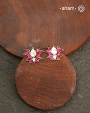 Pink Lotus Kundan Studs crafted in 92.5 silver.
