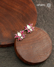 Pink Lotus Kundan Studs crafted in 92.5 silver.