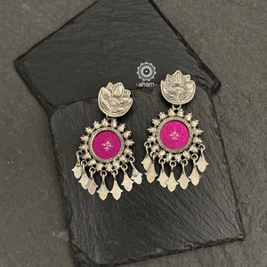 Purple Rang Mahal Silver Earrings