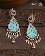Handcrafted 92.5 sterling silver Rang Mahal Blue drop earrings. The magic that happens when glass, silver and a pop of colour come together.