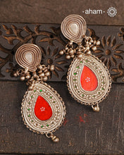 Handcrafted 92.5 sterling silver Rang Mahal red drop earrings. The magic that happens when glass, silver and a pop of colour come together.