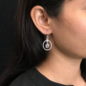 Rose Quartz Oval Silver Earrings