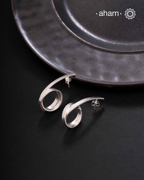 Contemporary light weight earrings in 92.5 silver. Minimalist work wear jewellery.Perfect wear from Dawn to Dusk.