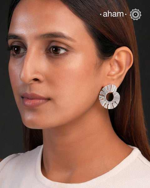 Contemporary light weight earrings in 92.5 silver. Minimalist work wear jewellery.Perfect wear from Dawn to Dusk