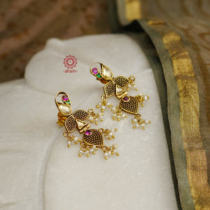 Festive Gold Polish Silver Earrings
