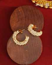 Gold Polish Pearl Silver Earrings