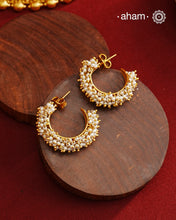 Gold Polish Pearl Silver Earrings
