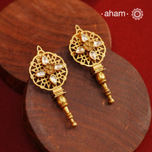 Floral Gold Polish Silver Earrings