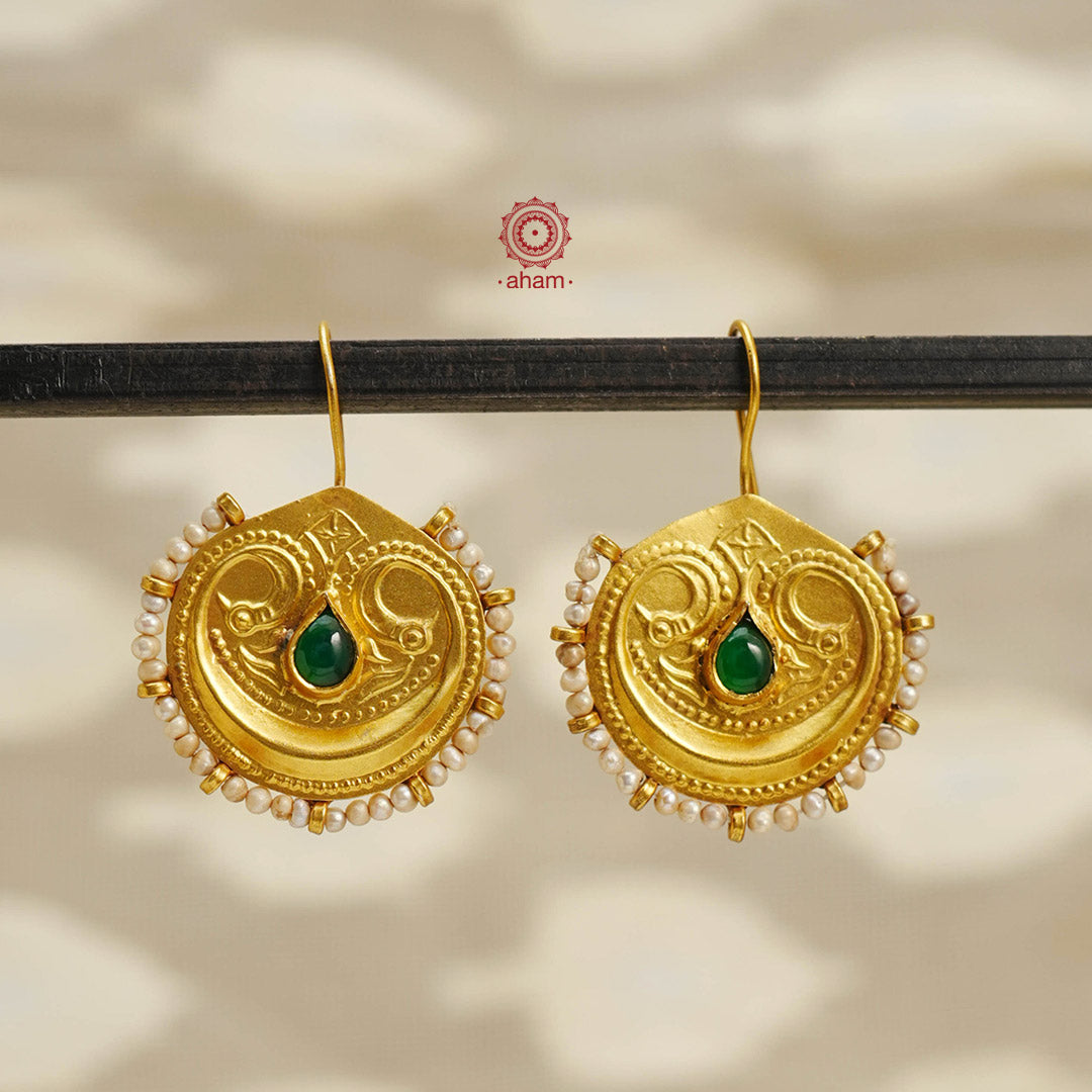 Traditional gold polish earrings handcrafted in 92.5 sterling silver. Lightweight earrings perfect for special occasions and gifting.