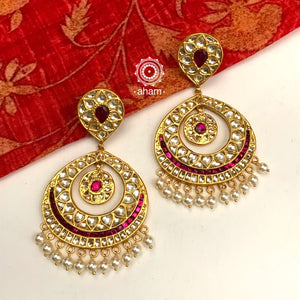 Festive Kundan Gold Polish Silver Earrings