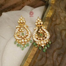 Chandelier Kundan Gold Polish Silver Earrings