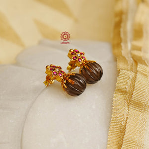 Gold Polish Flower Silver Earrings