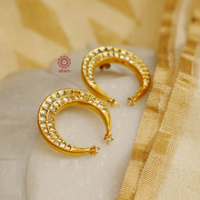 Crescent Moon Gold Polish Silver Earrings