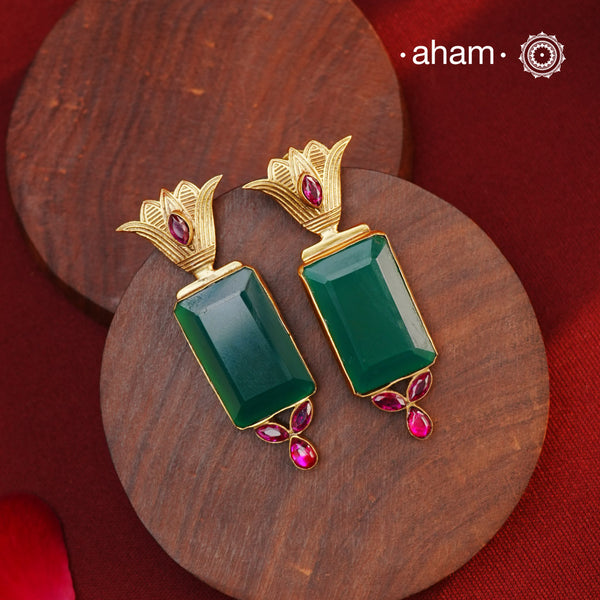 Gold Polish Silver Earrings. The earrings are handcrafted in 92.5 sterling silver with gold polish. Style this up with your favourite ethnic or fusion outfits to complete the look.
