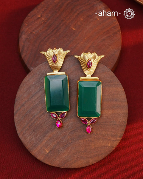 Gold Polish Silver Earrings. The earrings are handcrafted in 92.5 sterling silver with gold polish. Style this up with your favourite ethnic or fusion outfits to complete the look.