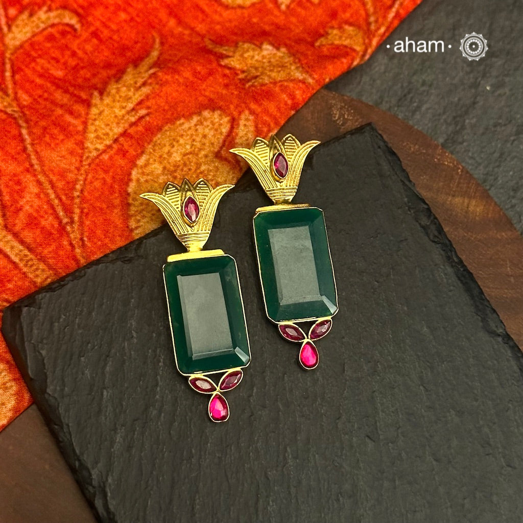 Gold Polish Silver Earrings. The earrings are handcrafted in 92.5 sterling silver with gold polish. Style this up with your favourite ethnic or fusion outfits to complete the look.