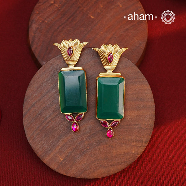 Gold Polish Silver Earrings. The earrings are handcrafted in 92.5 sterling silver with gold polish. Style this up with your favourite ethnic or fusion outfits to complete the look.