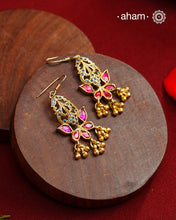 How stunning and versatile are these earrings. Handcrafted in 92.5 sterling silver with gold polish and kundan highlights. Perfect for intimate occasions and celebrations