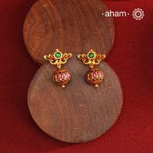 Gold Polish Peacock Silver Earrings