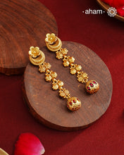 Beautiful half moon kemp drop earrings  Handcrafted using traditional methods in 92.5 sterling silver with gold polish. Pair these with your ethnic outfits this festive season to ace your look.