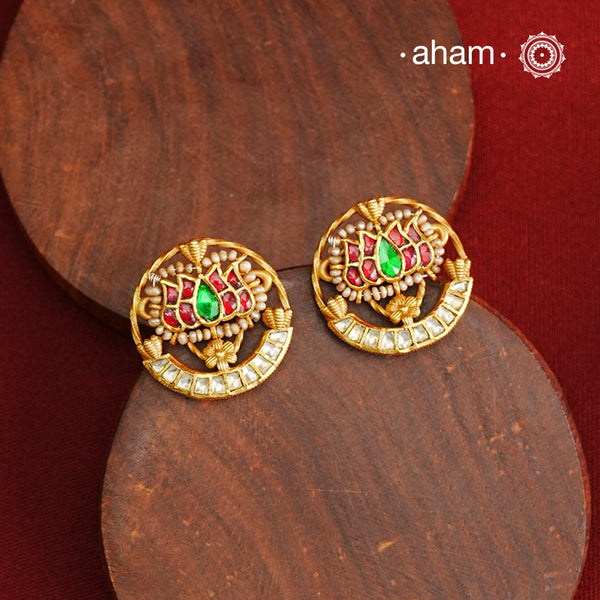Nath Inspired Lotus Kundan Studs