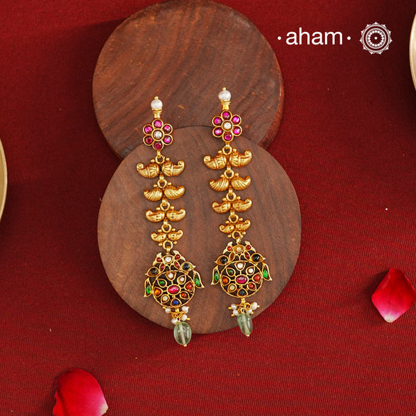 Peacock Ambi Gold Silver Earrings