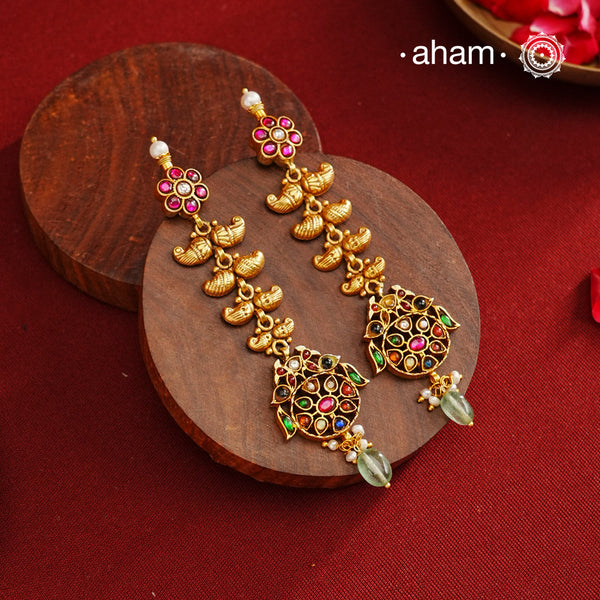 Peacock Ambi Gold Silver Earrings