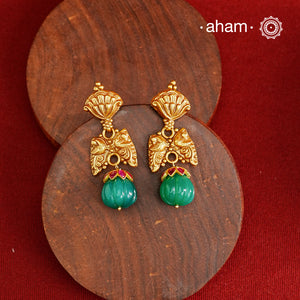 Peacock Gold Polish Silver Earrings